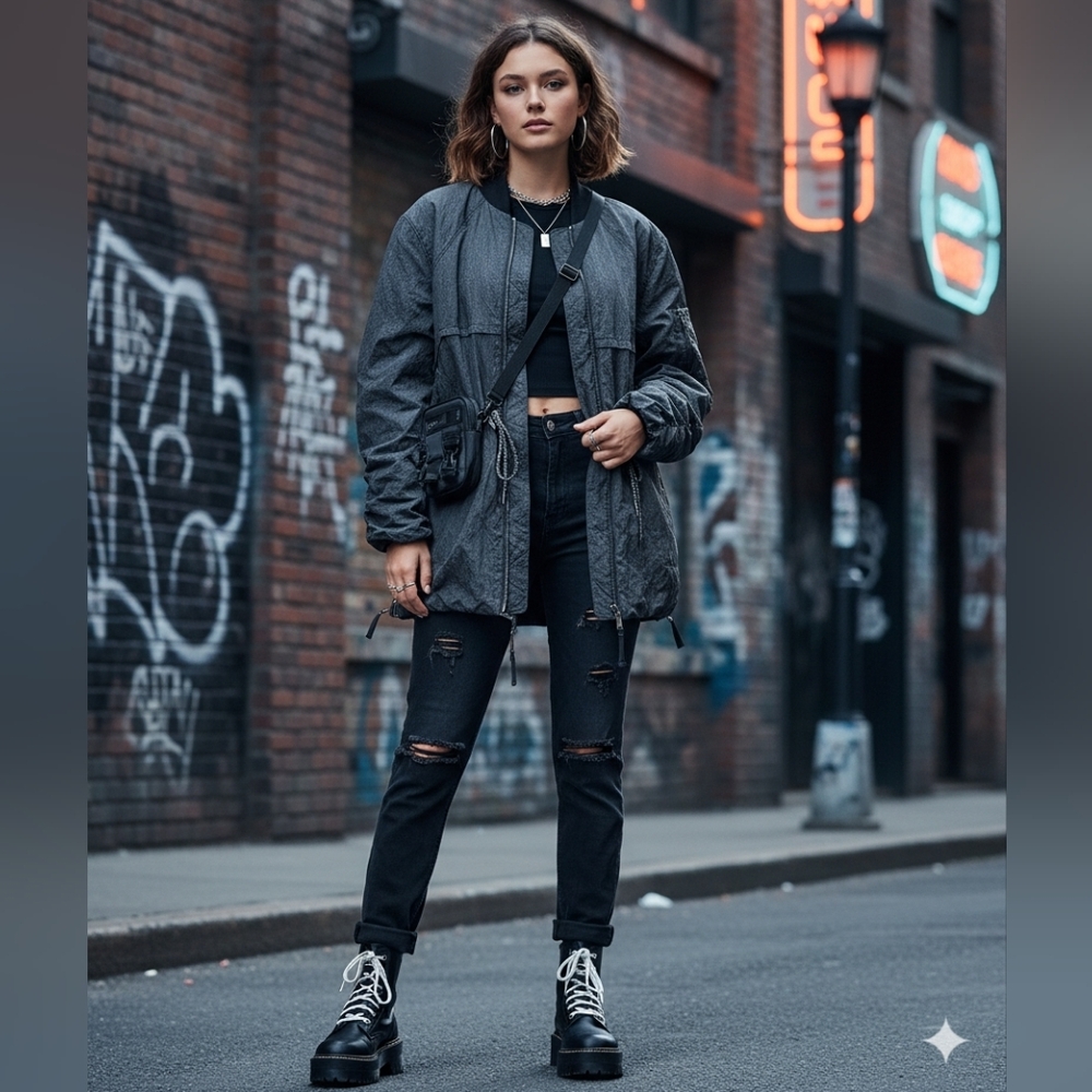 🚌 ✏️ 🍎Free People Gray Women's (Unisex) Oversized Jacket Size LARGE